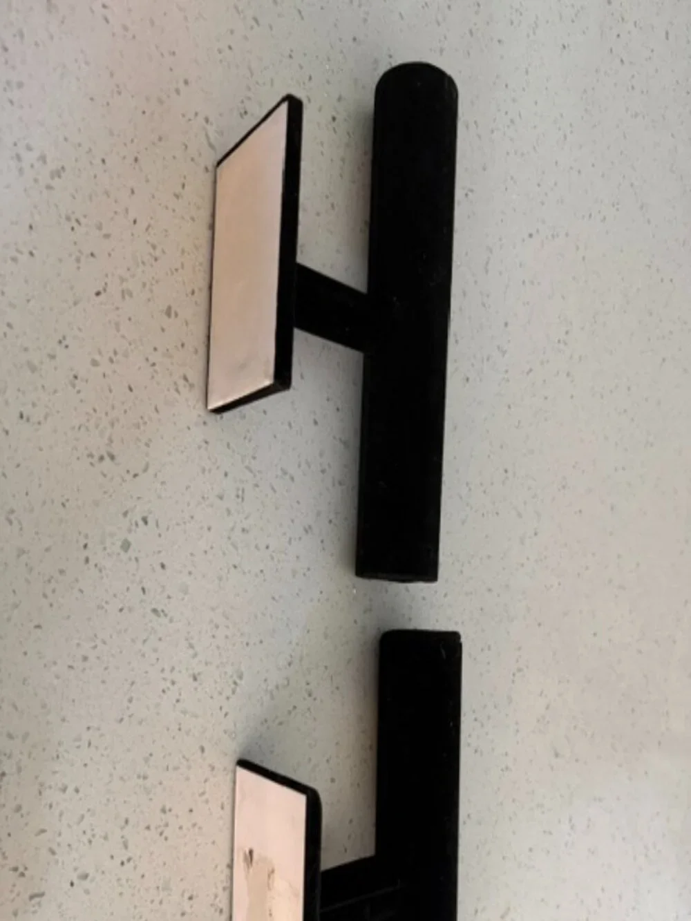 Set of two black velvet jewelry display bars